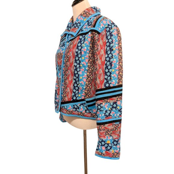 Vintage Handmade? Womens Sz S/M Floral Paisley Patchwork Quilted Cottage Jacket - Picture 3 of 9